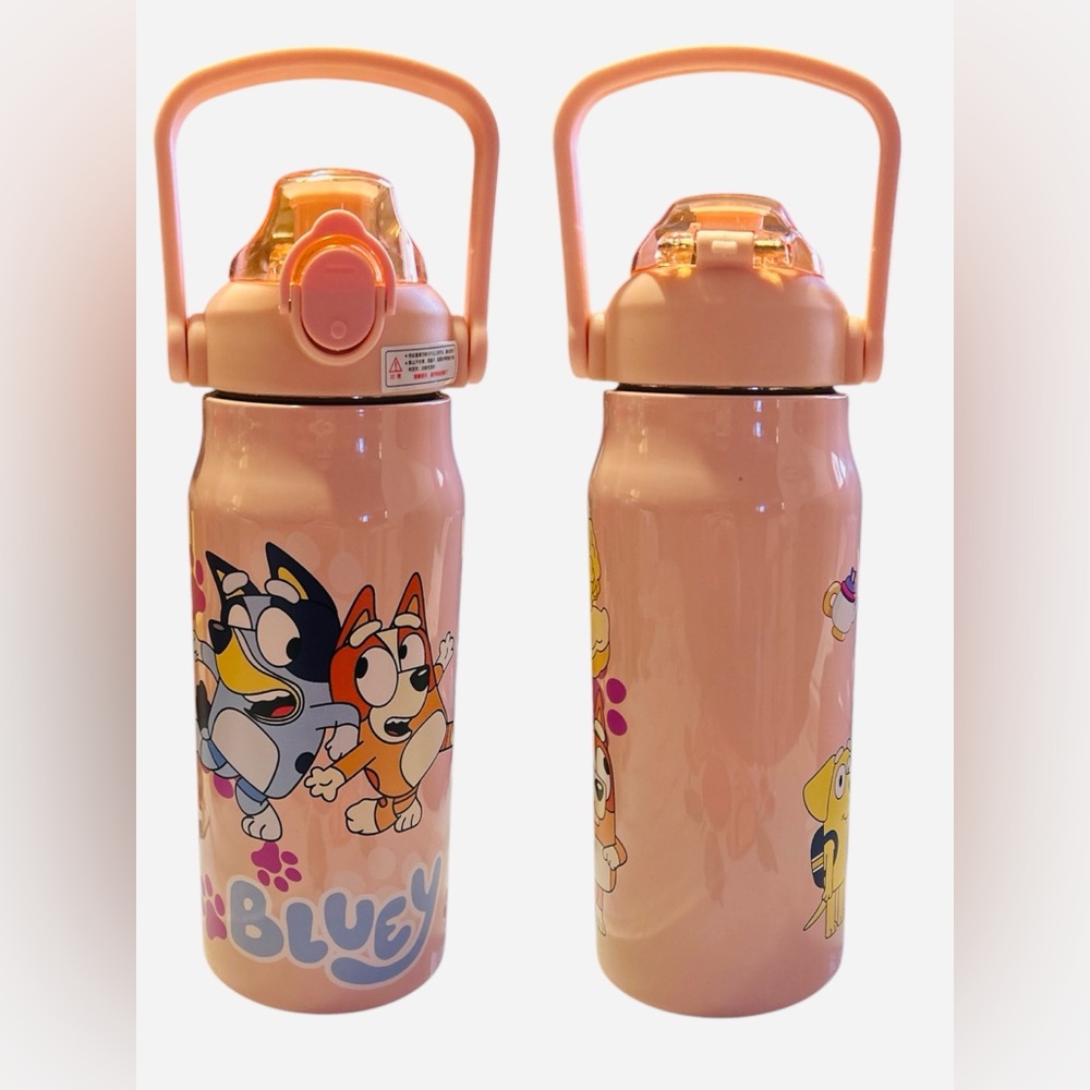 Pink Cartoon Character Drinkware with Flip-Top Lid